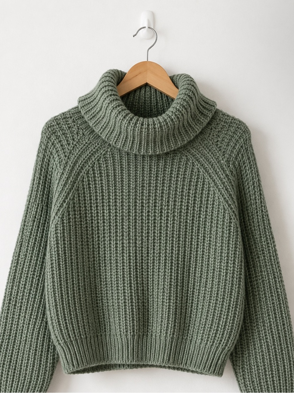 Turtleneck Chunky Knit Sweater - Sage Green